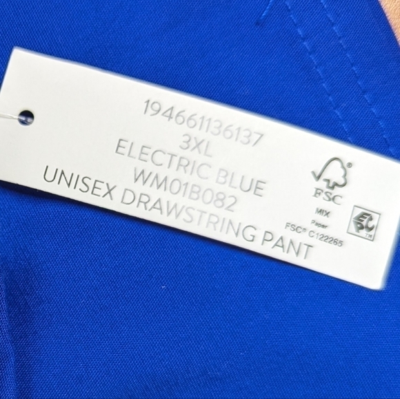 SCRUBSTAR Unisex Solid Drawstring Pant WM01B082 Electric Blue 3XL New - Picture 9 of 9